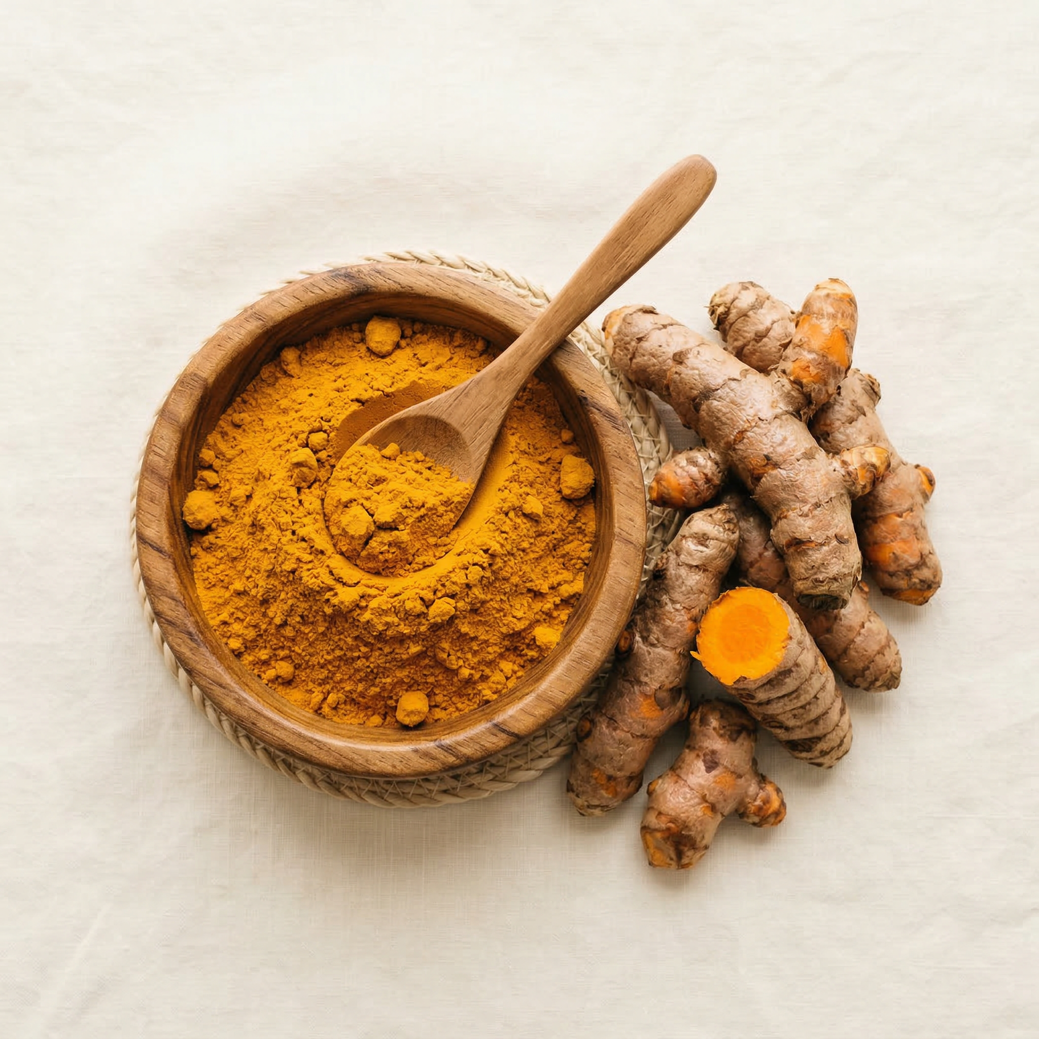 Turmeric root and golden turmeric powder